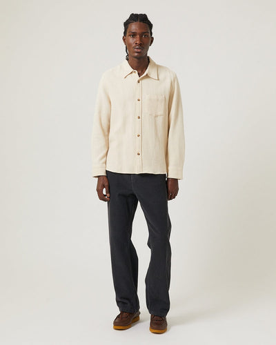 Waffle LS - Natural-Long Sleeve Shirt-Original Madras Trading Co. (OMTC)-Corridor