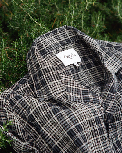 Plaid Seersucker SS - Black-Short Sleeve Shirt-Real-Corridor
