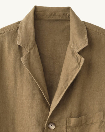 Linen 3 Button Blazer - Olive-Blazer-Corridor-Corridor