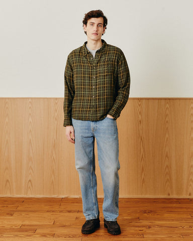 Crinkle Plaid LS - Olive