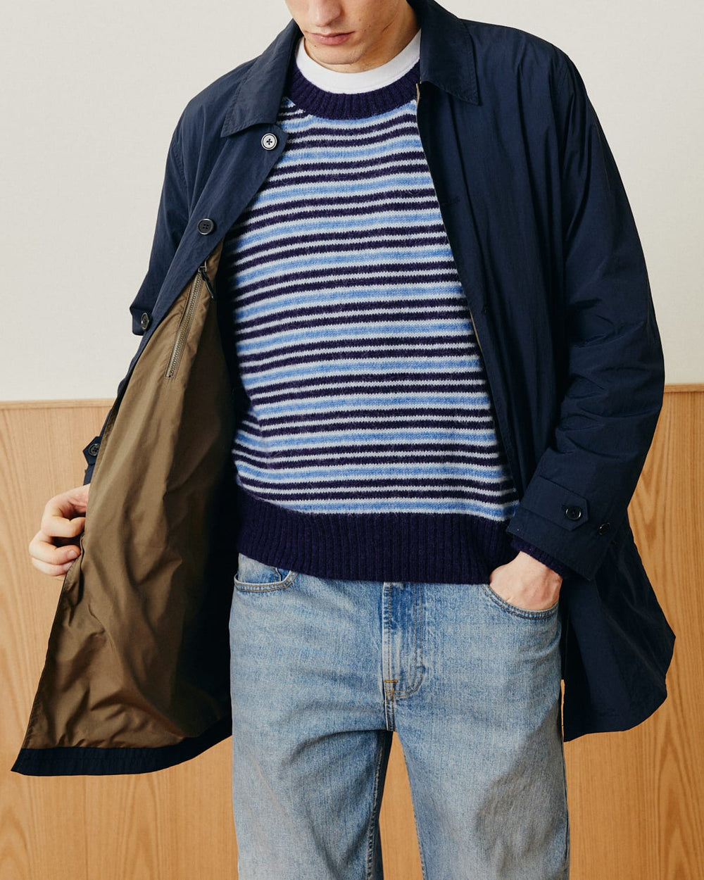 Mac Coat - Navy-City Mac Coat-Black Q-Corridor