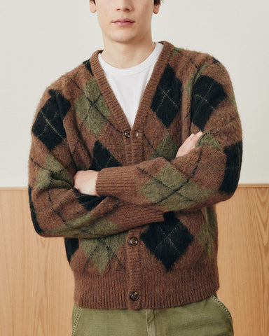 Argyle Cardigan - Brown