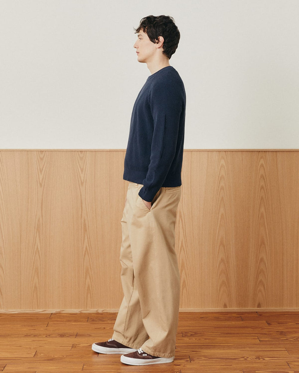 Washed Cotton Crewneck - Navy-Crewneck Sweater-Black Q-Corridor