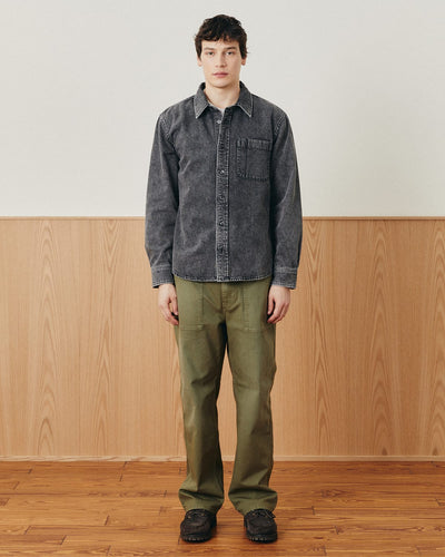 Washed Denim Shirt - Black-LS w/ 1 Chest Pocket-Real-Corridor
