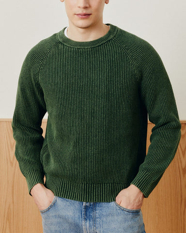 Washed Cotton Crewneck - Green