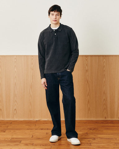 LS Pique Polo - Black