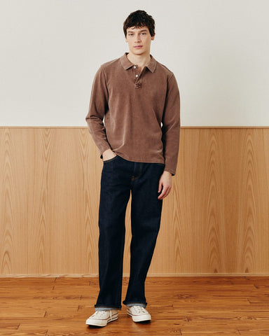 LS Pique Polo - Brown