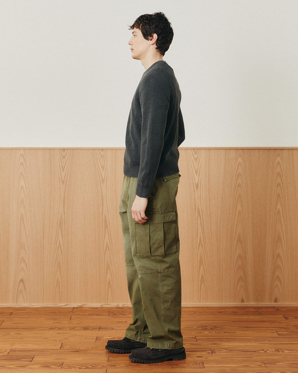 Washed Cotton Crewneck - Grey-Crewneck Sweater-Black Q-Corridor