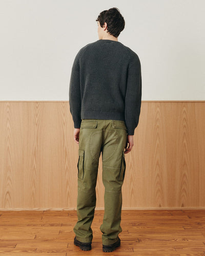 Washed Cotton Crewneck - Grey-Crewneck Sweater-Black Q-Corridor
