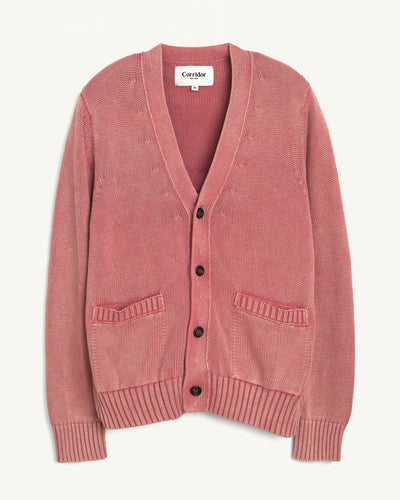 Acid Wash Cardigan - Red-Knit Cardigan-Alpafina-Corridor