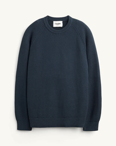 Washed Cotton Crewneck - Navy