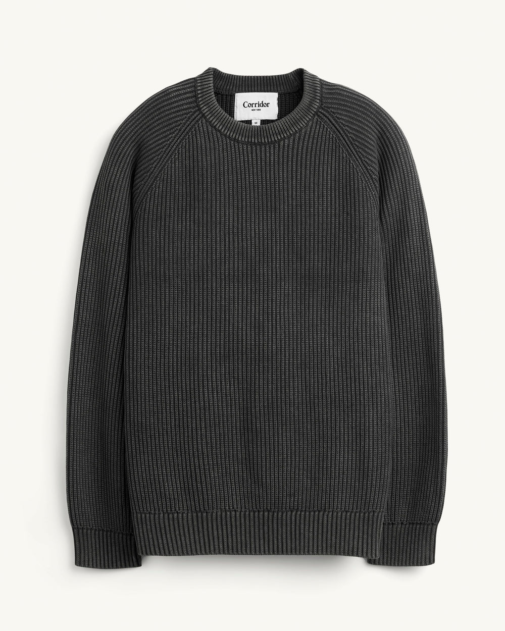 Washed Cotton Crewneck - Grey-Crewneck Sweater-Black Q-Corridor