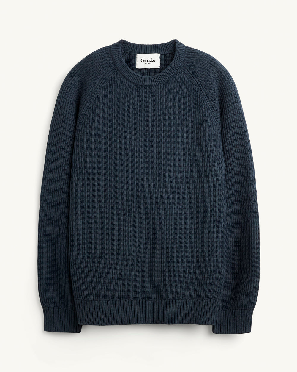 Washed Cotton Crewneck - Navy-Crewneck Sweater-Black Q-Corridor
