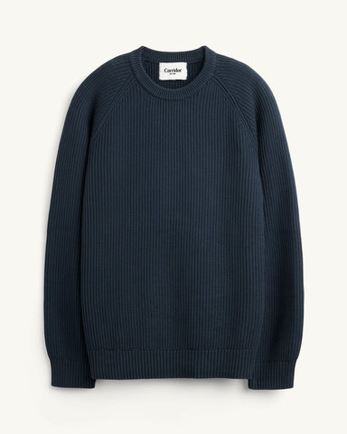 Washed Cotton Crewneck - Navy