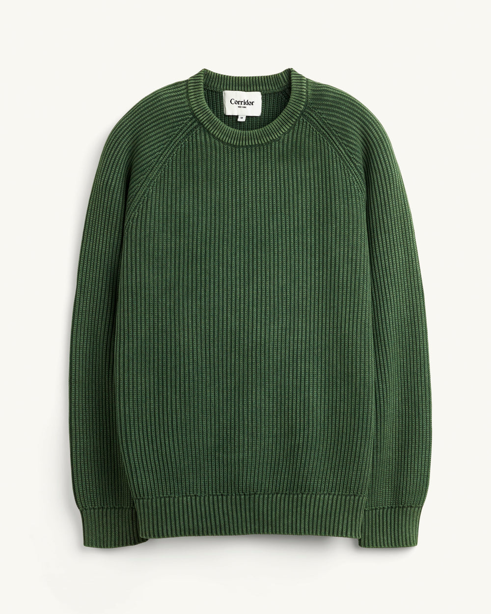 Washed Cotton Crewneck - Green-Crewneck Sweater-Black Q-Corridor