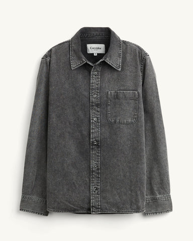 Washed Denim Shirt - Black