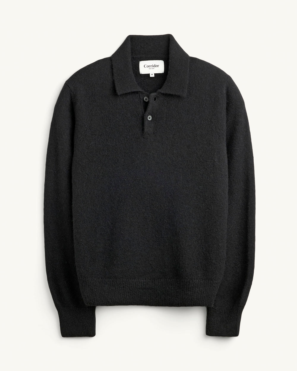Brushed Alpaca Polo - Black-LS Polo-Alpafina-Corridor