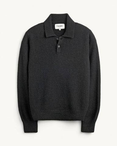Brushed Alpaca Polo - Black