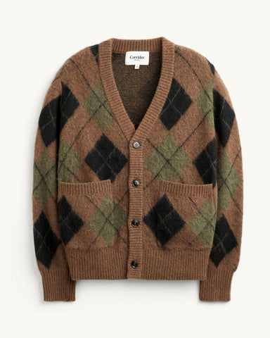 Argyle Cardigan - Brown