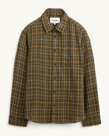 Crinkle Plaid LS - Olive