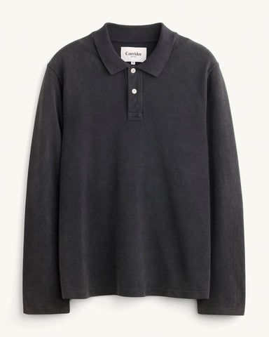 LS Pique Polo - Black