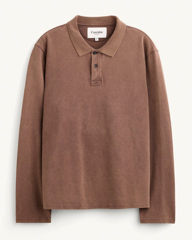 LS Pique Polo - Brown