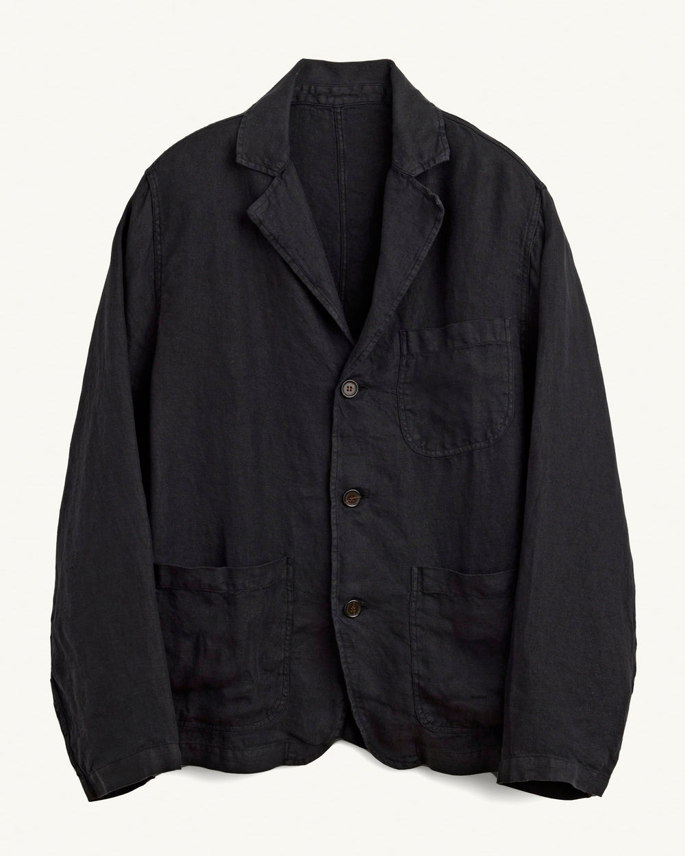 Linen Blazer - Black-Blazer-Somelos-Corridor