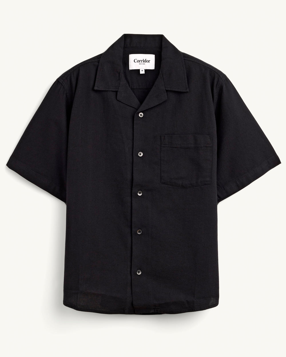 Hopsack SS - Black-Short Sleeve Shirt-Original Madras Trading Co. (OMTC)-Corridor