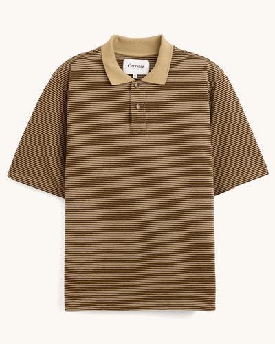 Stripe Pique Polo - Brown-Jersey Polo-Siena-Corridor