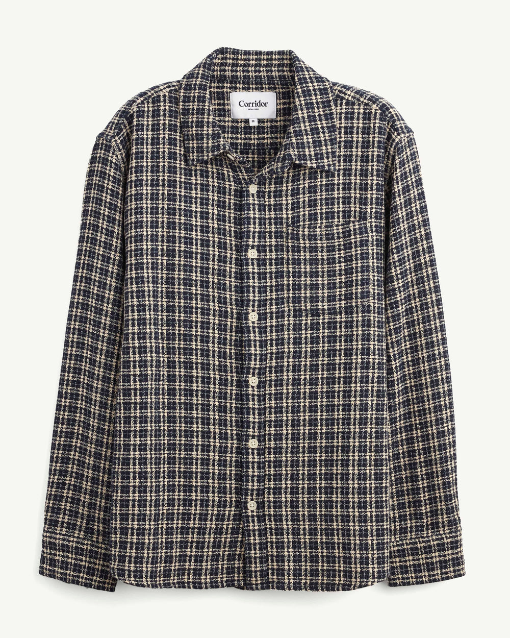Reverse Tweed Snow Check - Blue-Long Sleeve Shirt-Original Madras Trading Co. (OMTC)-Corridor