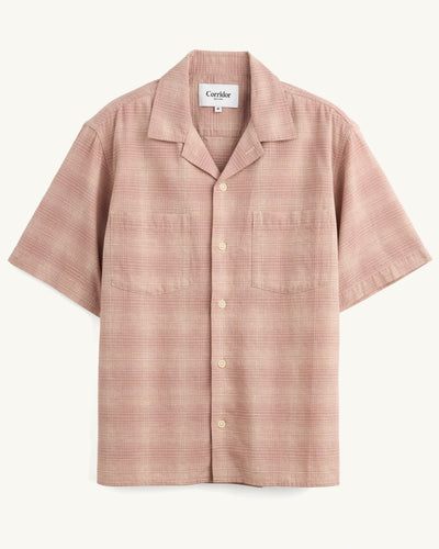 Linen Plaid SS - Pink-Short Sleeve Shirt-Original Madras Trading Co. (OMTC)-Corridor