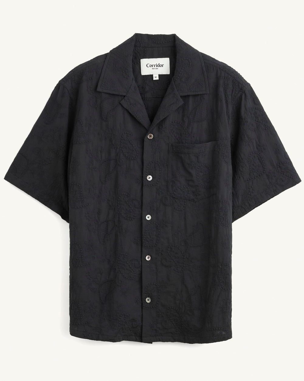 Paisley Embroidery SS - Black-Short Sleeve Shirt-Black Q-Corridor
