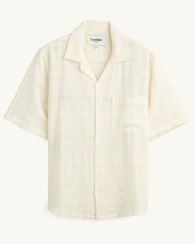 Washed Dobby SS - White-Short Sleeve Shirt-Ekviraa Designs-Corridor