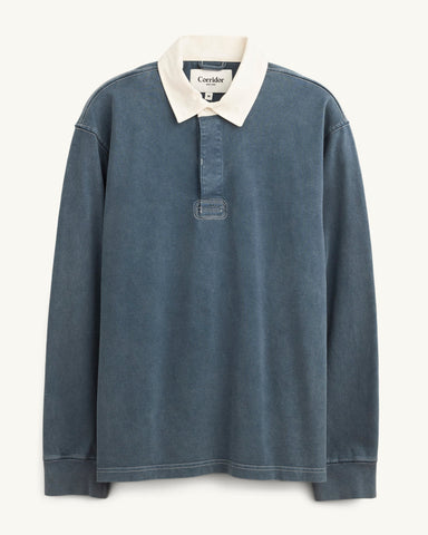 Garment Dyed Rugby LS - Navy