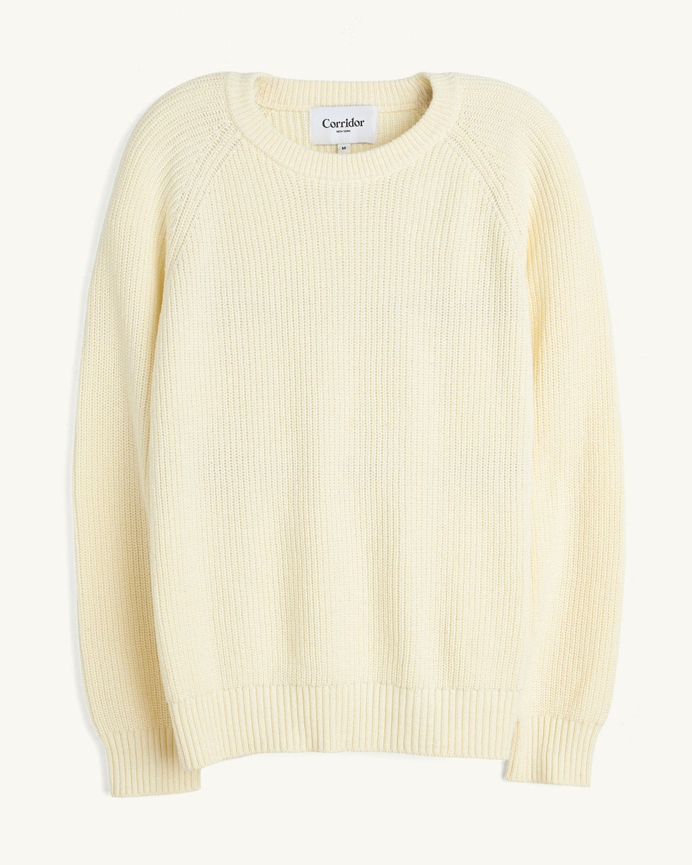 Ribbed Cotton Crewneck - Natural-Crewneck-Black Q-Corridor