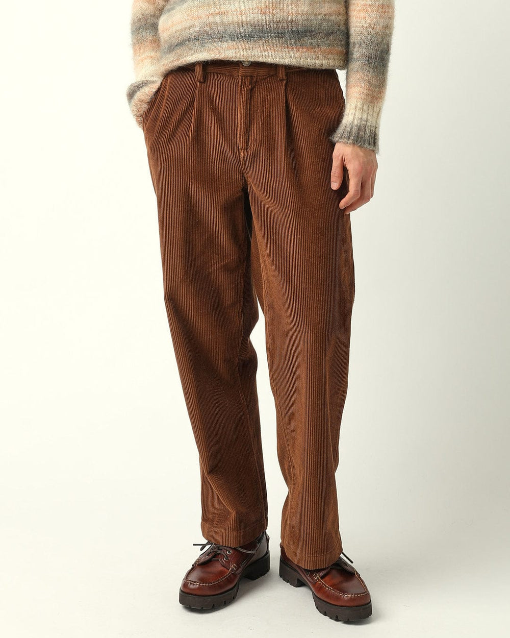 Cord Pleated Trouser - Brown-Trousers-Corridor-Corridor