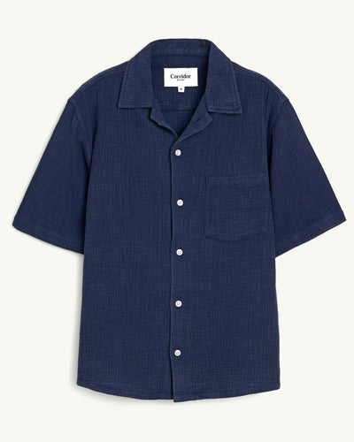 Double Cloth SS - Navy-SS Camp w/ 1 Chest Pocket-Ekviraa Designs-Corridor