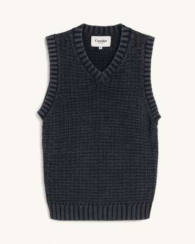 Garment Washed Vest - Black-Knit Crewneck-Alpafina-Corridor