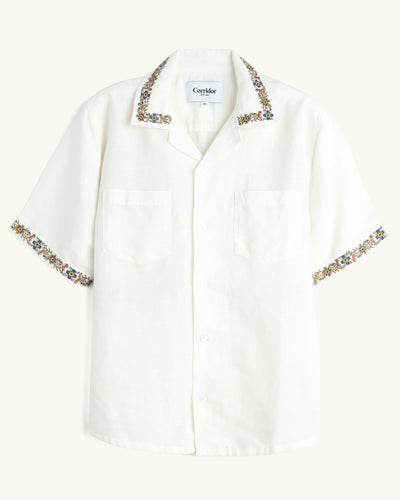 Harmony Embroidered SS - White-SS Camp w/ 2 Chest Pocket-Original Madras Trading Co. (OMTC)-Corridor
