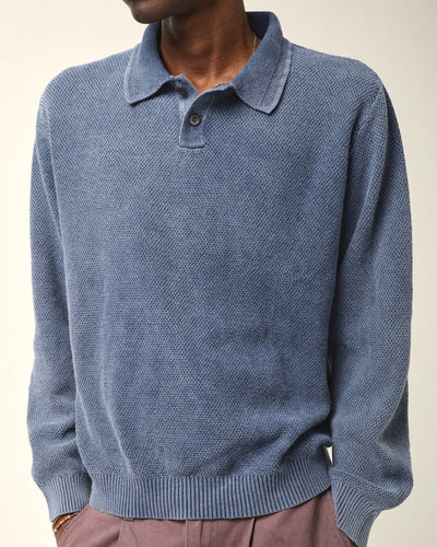 LS Rice Stitch Polo - Navy-Polo-Corridor-Corridor