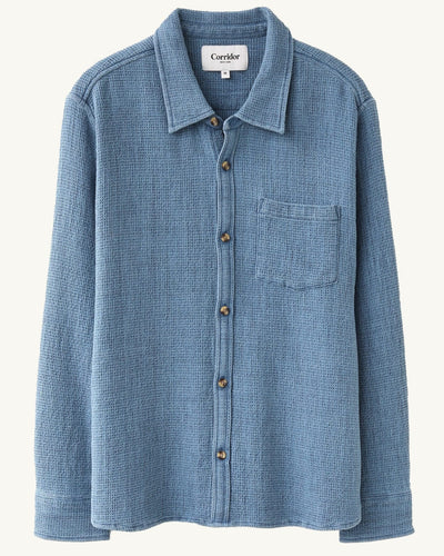 Waffle LS - Washed Indigo-Long Sleeve Shirt-Corridor-Corridor