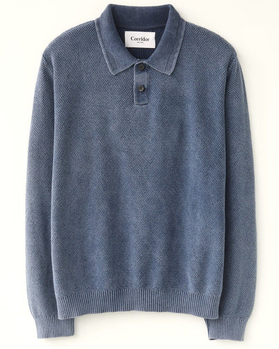 LS Rice Stitch Polo - Navy-Polo-Corridor-Corridor