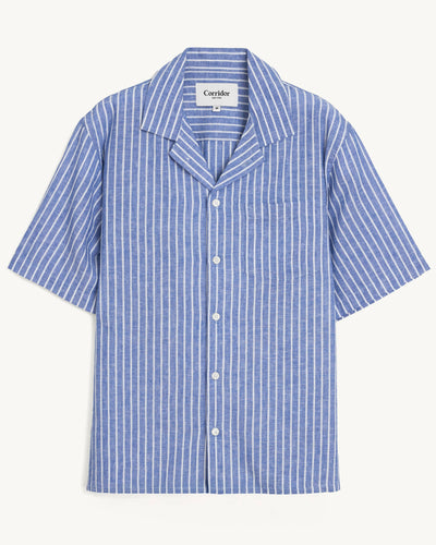 Linen Stripe SS - Blue-SS Camp-Real-Corridor