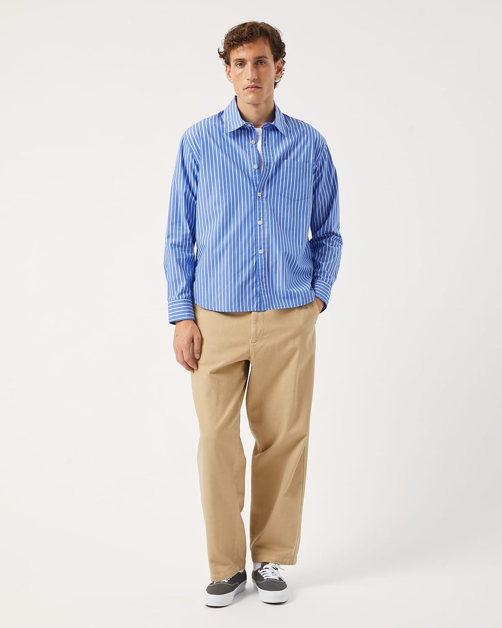 Berg Stripe LS - Blue-Long Sleeve Shirt-Real-Corridor