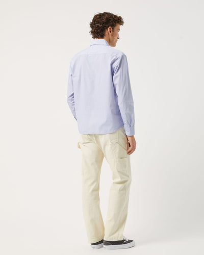 Windowpane Poplin LS - Blue-Long Sleeve Shirt-Real-Corridor