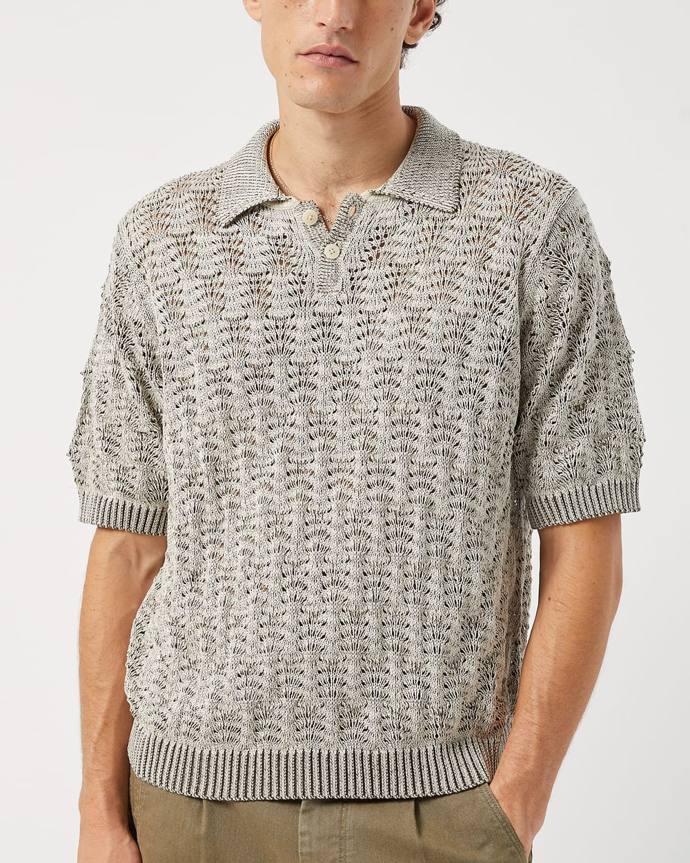Cable Lace Polo-Knit Polo-Innovative Knitwear-Corridor