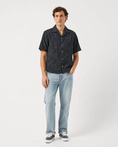 Paisley Embroidery SS - Black-Short Sleeve Shirt-Black Q-Corridor