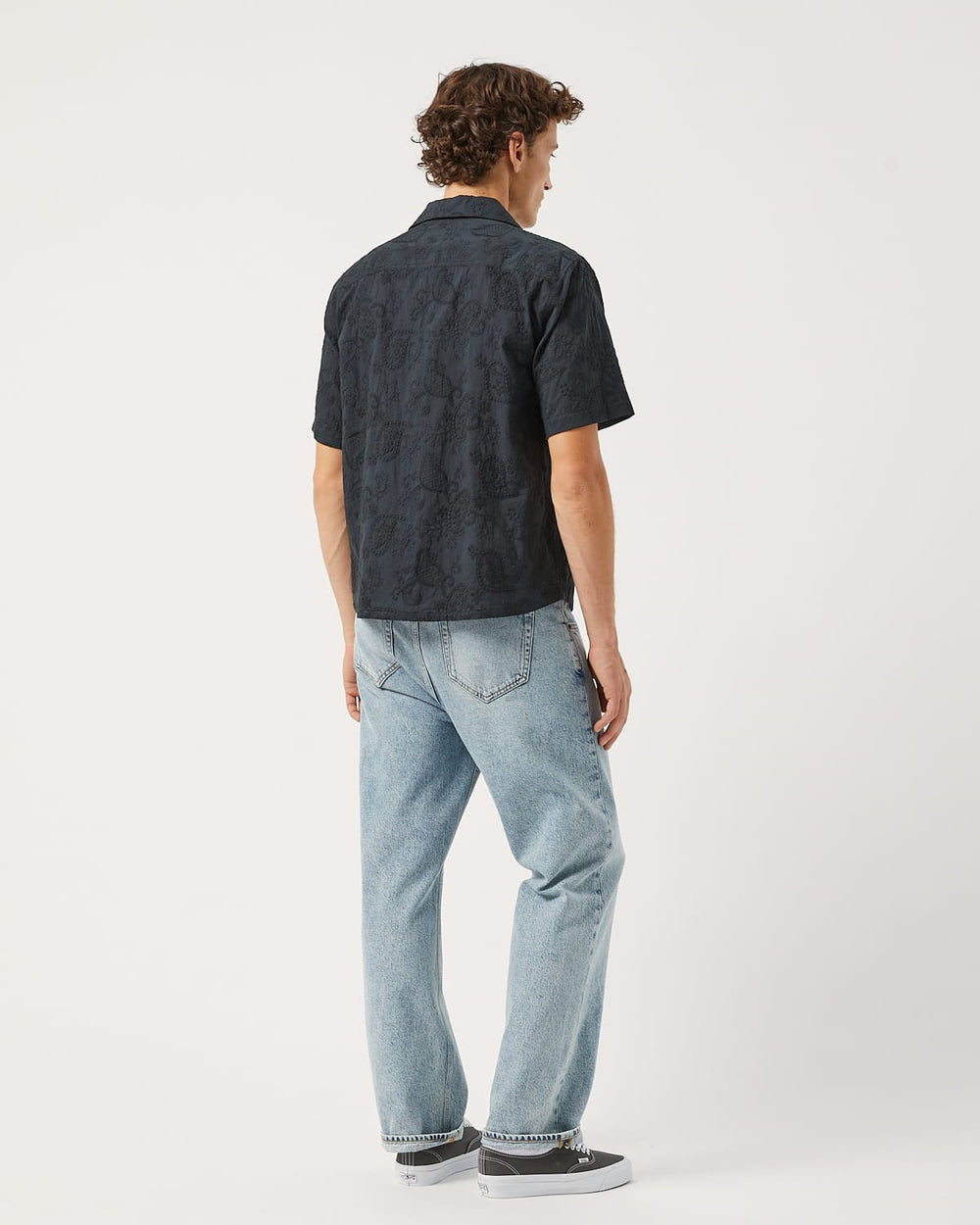 Paisley Embroidery SS - Black-Short Sleeve Shirt-Black Q-Corridor
