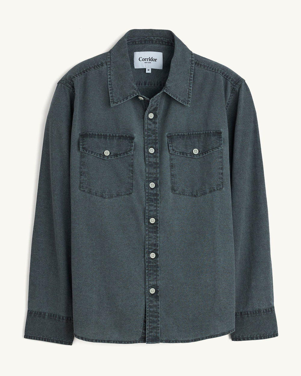 Pigment Dye Canvas LS - Black-LS w/ 2 Chest Pockets-Original Madras Trading Co. (OMTC)-Corridor