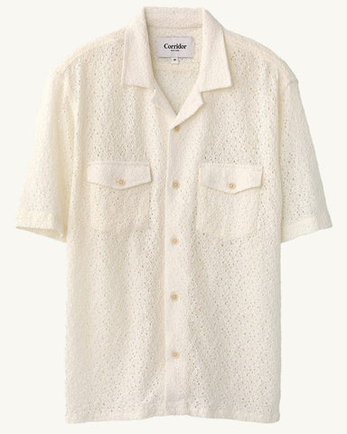 Floral Lace SS Camp - Natural
